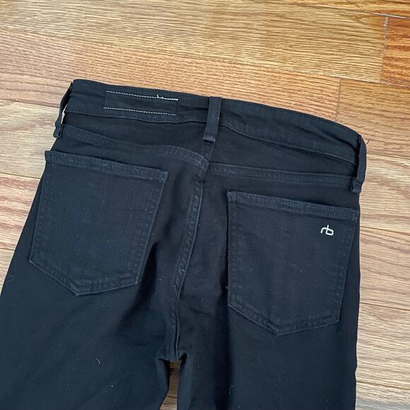 rag & bone Cate Skinny Jeans Womens 24 Black Mid Rise Frayed Hem Ankle Denim - Picture 4 of 9